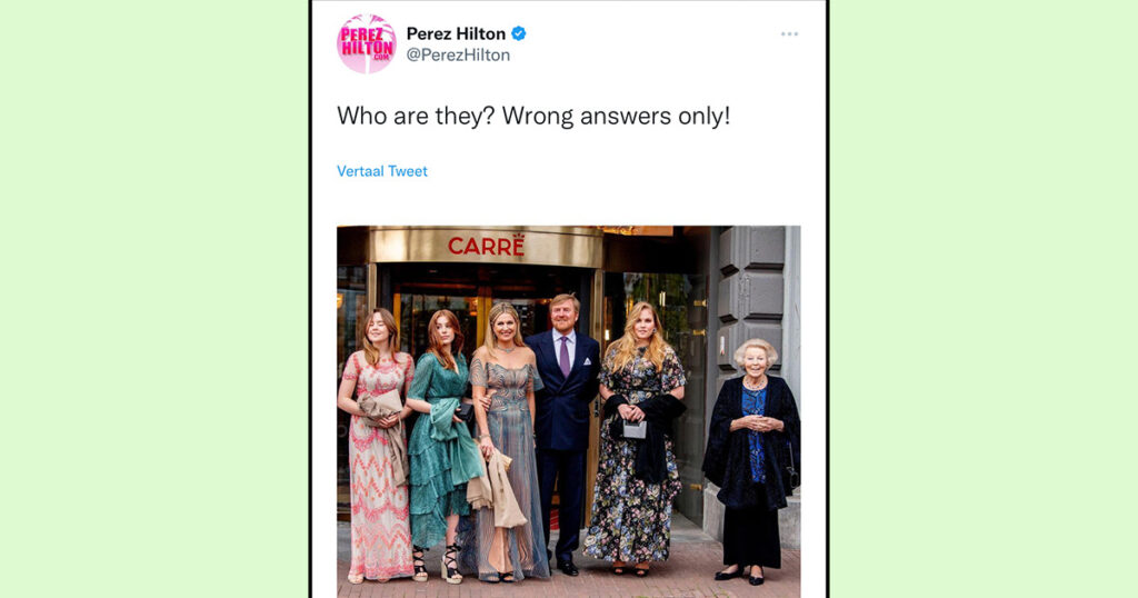 Perez Hilton vraagt wie deze mensen op de foto zijn en de reacties zijn erg fijn